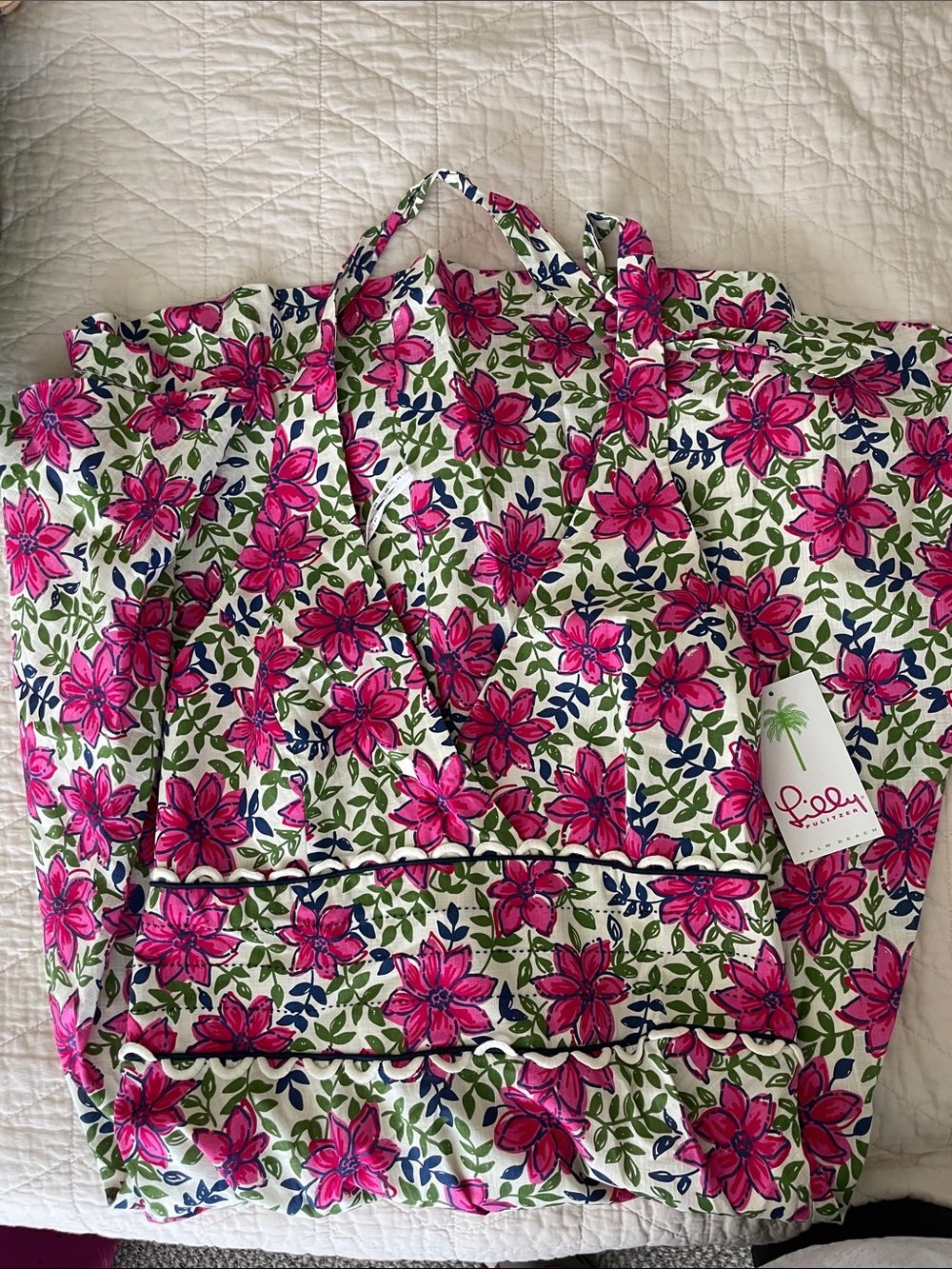 Lilly Pulitzer Pink Floral Wrap Dress with Green Leaves